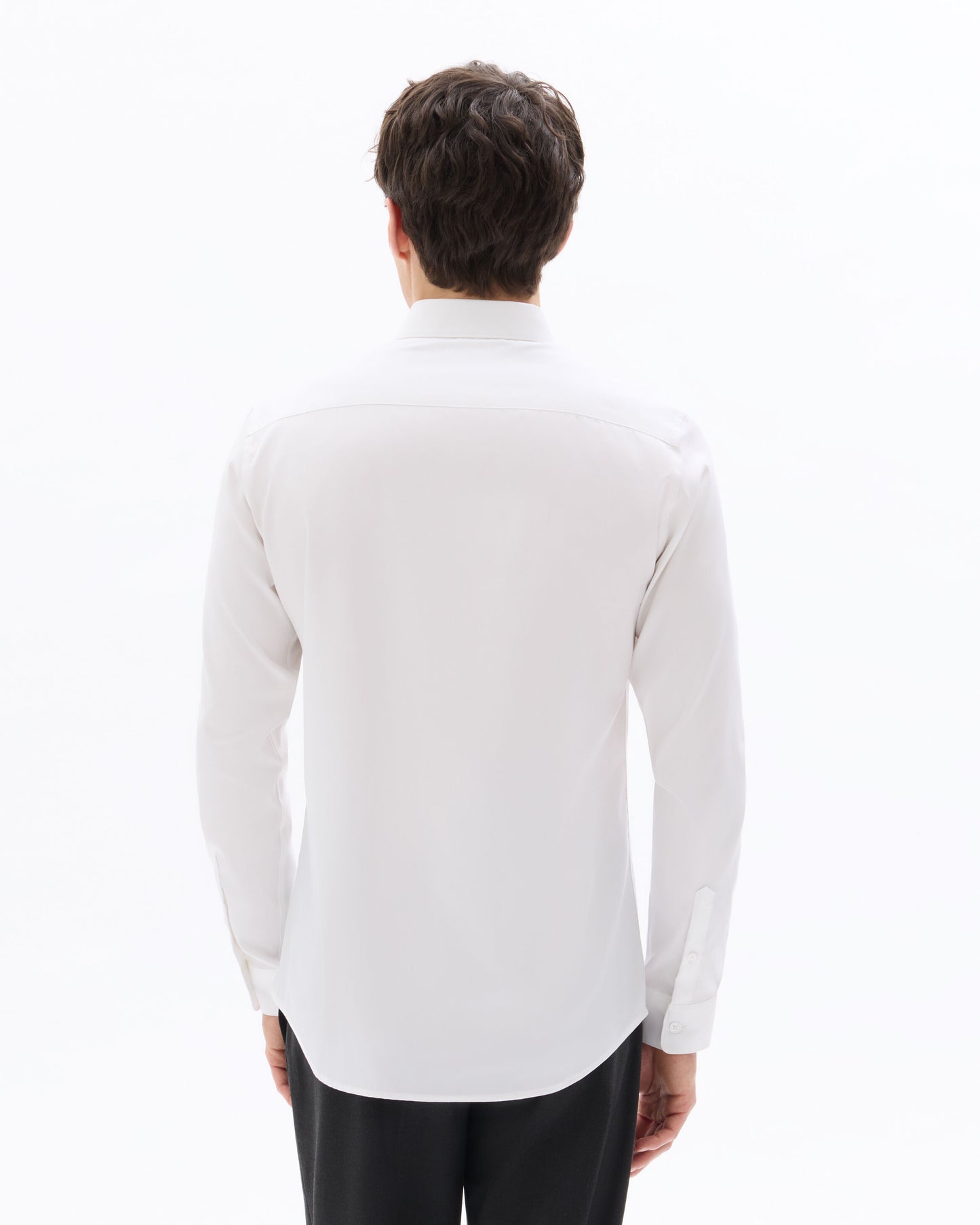 Slim Fit 100% Cotton Solid Spread Collar Shirts - White