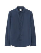 Slim Fit 100% Cotton Solid Spread Collar Shirts - Navy Blue