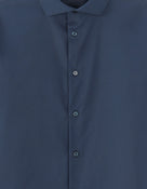 Slim Fit 100% Cotton Solid Spread Collar Shirts - Navy Blue