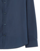 Slim Fit 100% Cotton Solid Spread Collar Shirts - Navy Blue