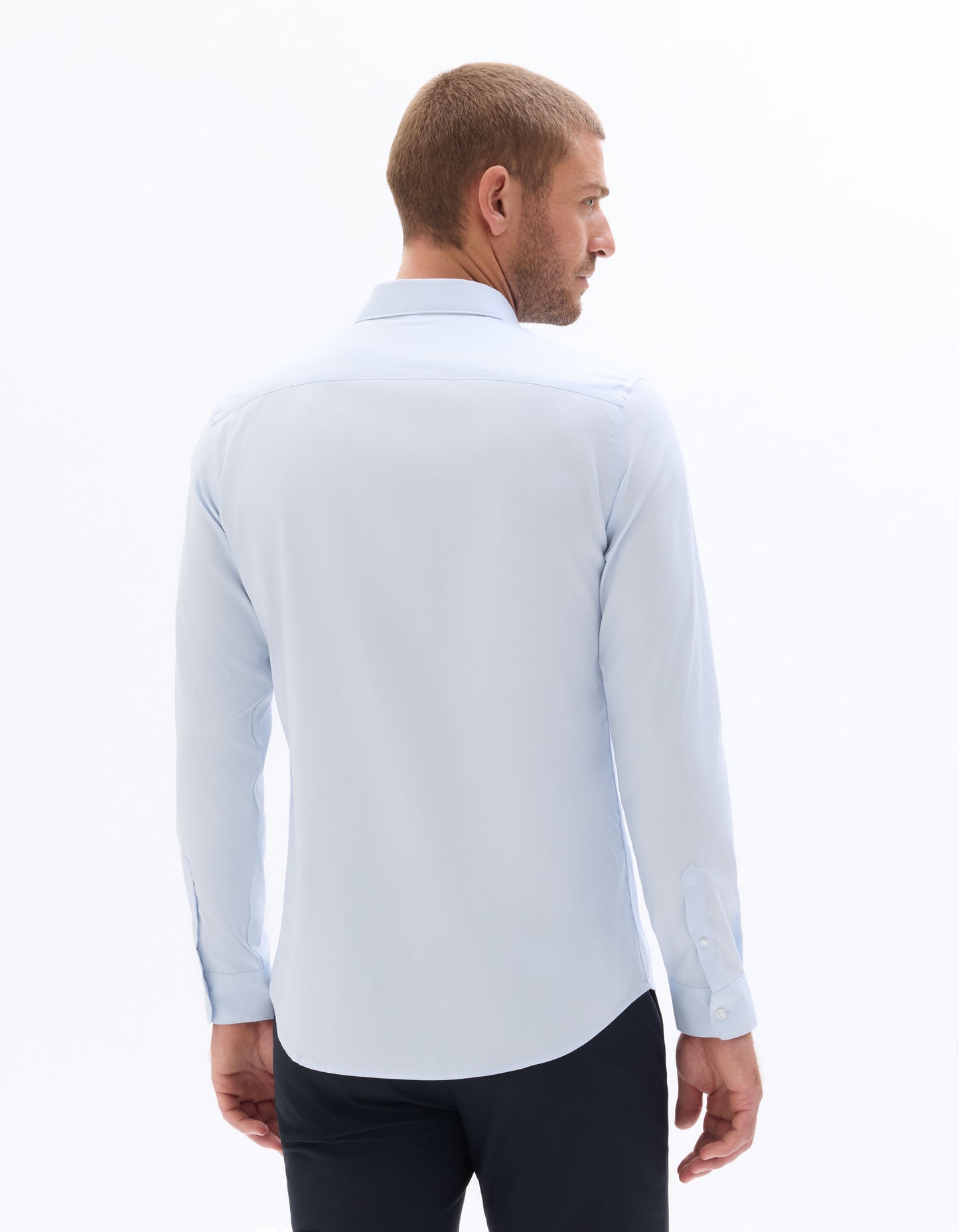 Slim Fit 100% Cotton Solid Spread Collar Shirts - Blue