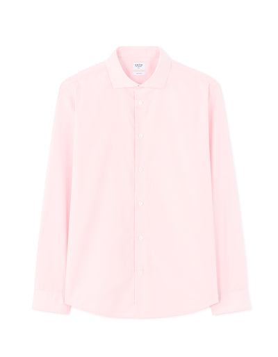Slim Fit 100% Cotton Solid Spread Collar Shirts - Pink
