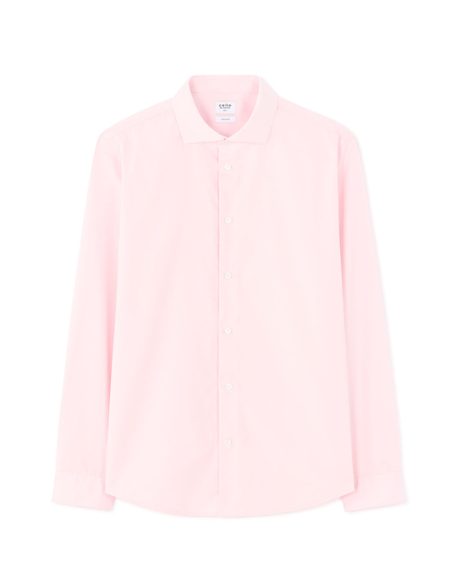 Slim Fit 100% Cotton Solid Spread Collar Shirts - Pink