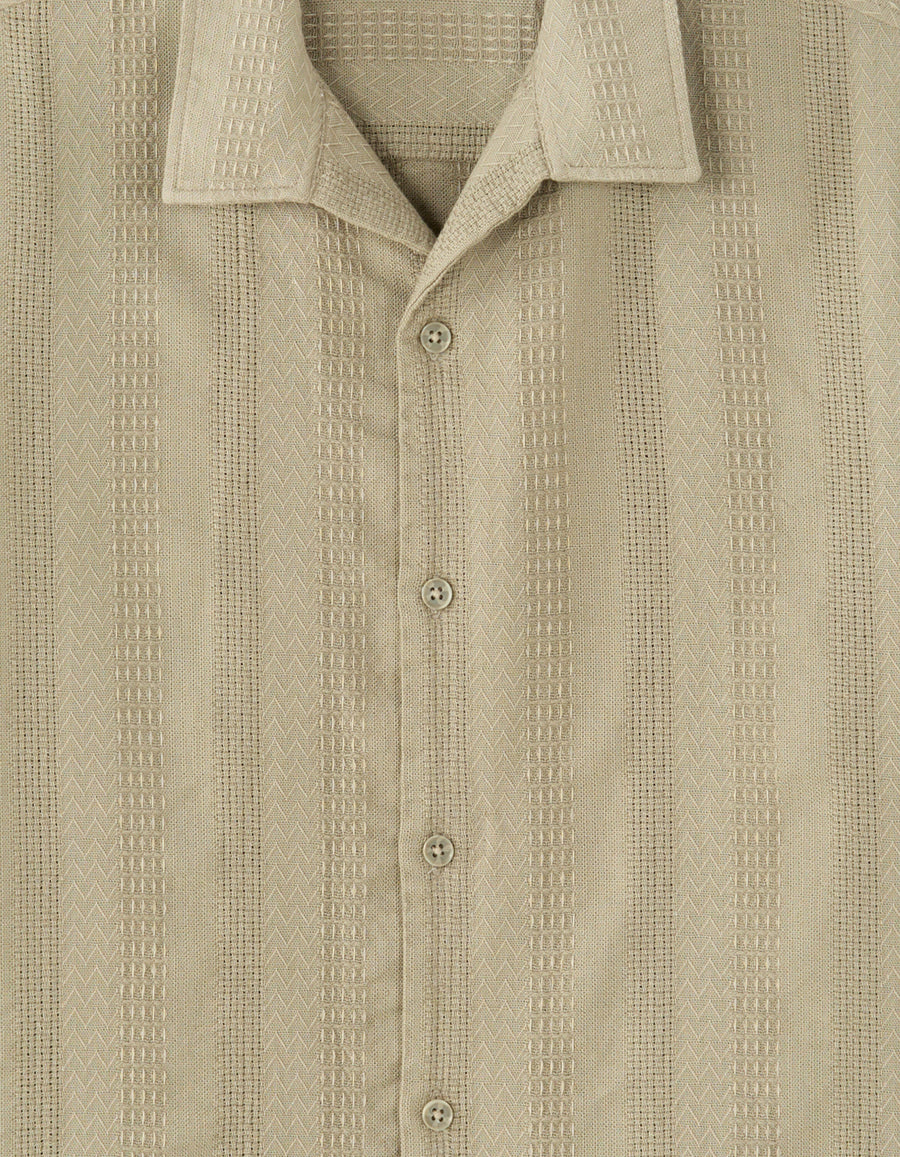 Relaxed Fit 100% Cotton Solid Cuban Collar Shirts