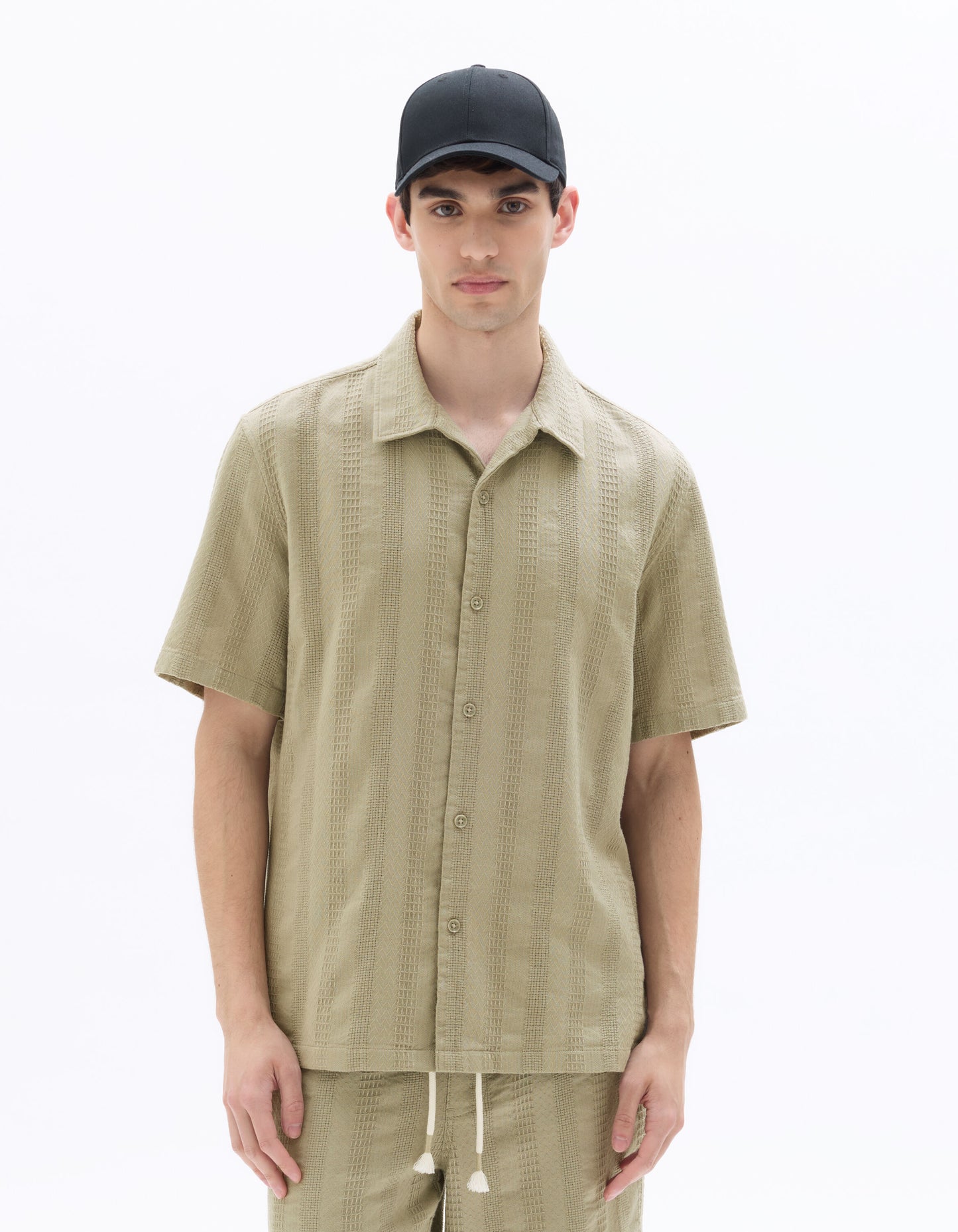 Relaxed Fit 100% Cotton Solid Cuban Collar Shirts