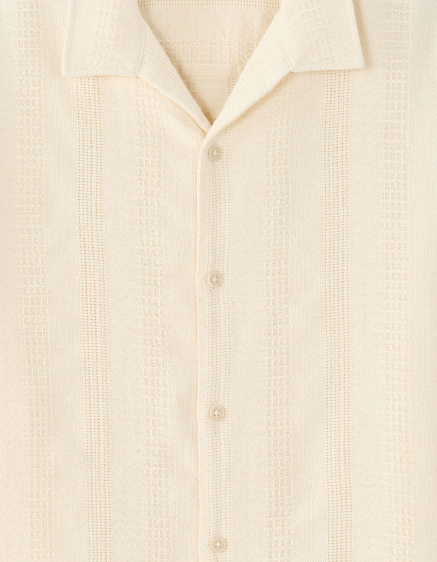 Relaxed Fit 100% Cotton Solid Cuban Collar Shirts