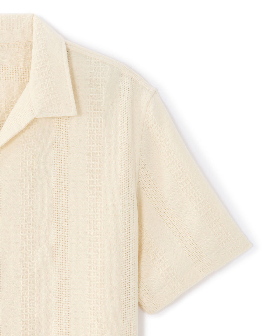 Relaxed Fit 100% Cotton Solid Cuban Collar Shirts