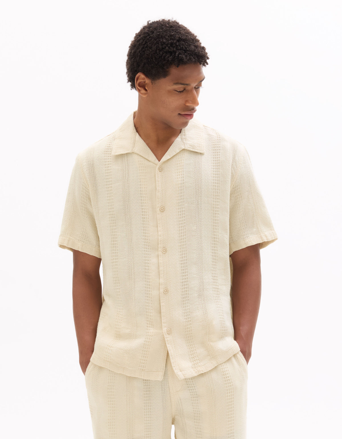 Relaxed Fit 100% Cotton Solid Cuban Collar Shirts