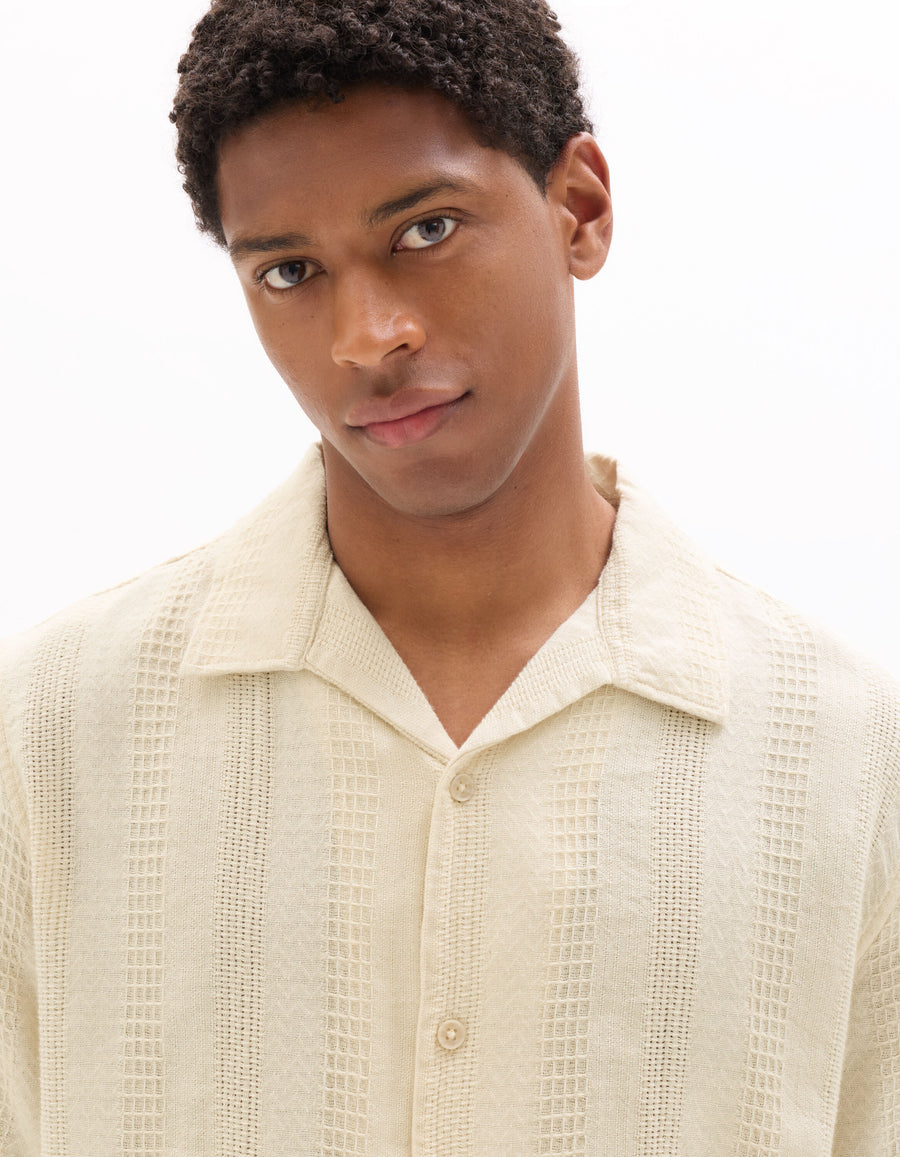 Relaxed Fit 100% Cotton Solid Cuban Collar Shirts