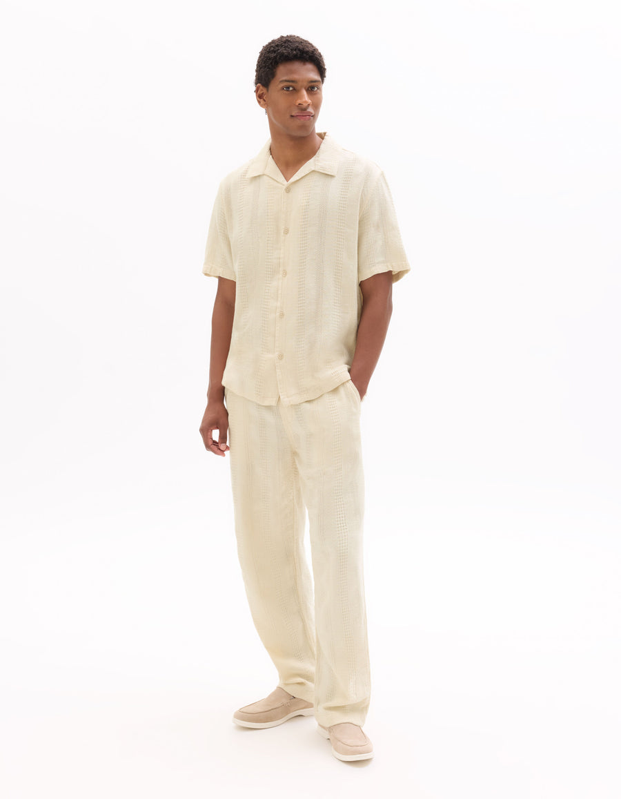 Relaxed Fit 100% Cotton Solid Cuban Collar Shirts