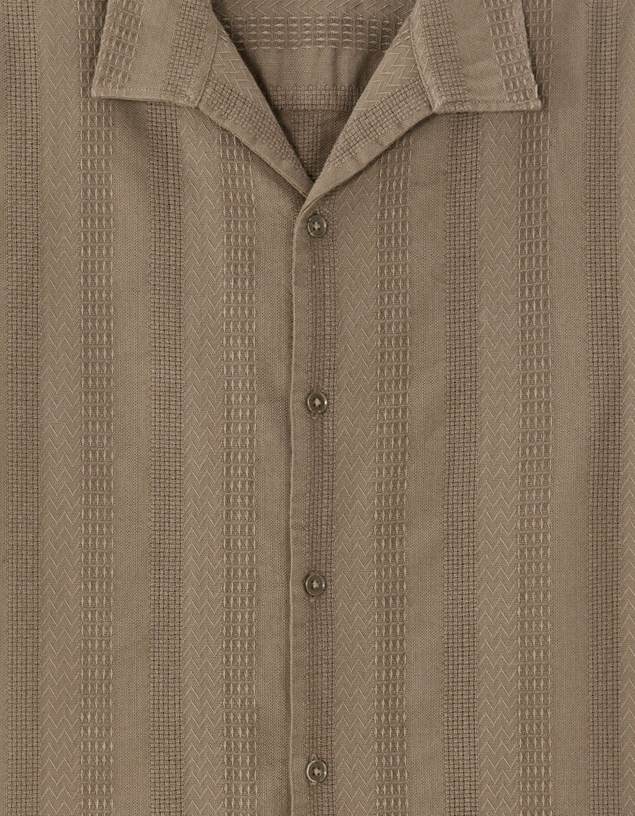 Relaxed Fit 100% Cotton Solid Cuban Collar Shirts