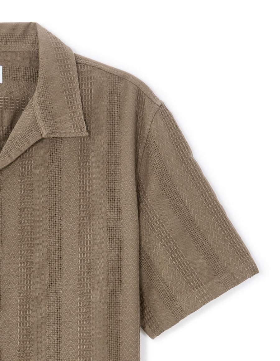 Relaxed Fit 100% Cotton Solid Cuban Collar Shirts