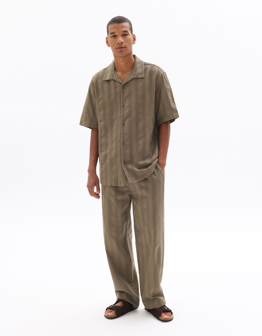 Relaxed Fit 100% Cotton Solid Cuban Collar Shirts