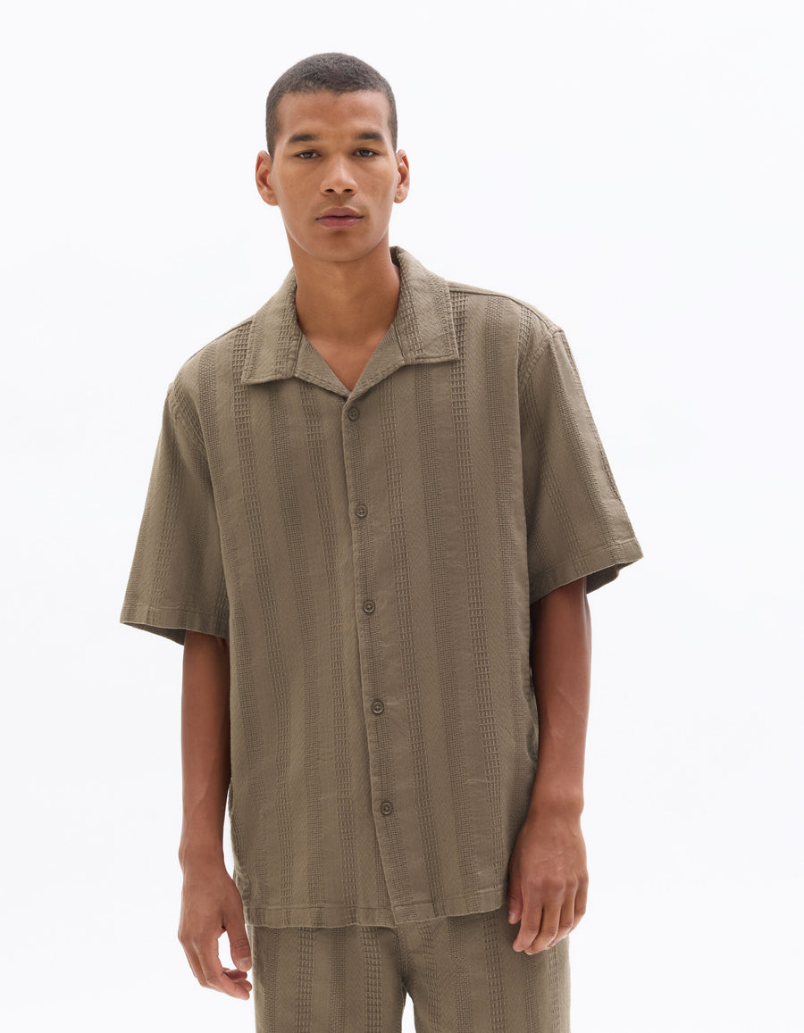Relaxed Fit 100% Cotton Solid Cuban Collar Shirts