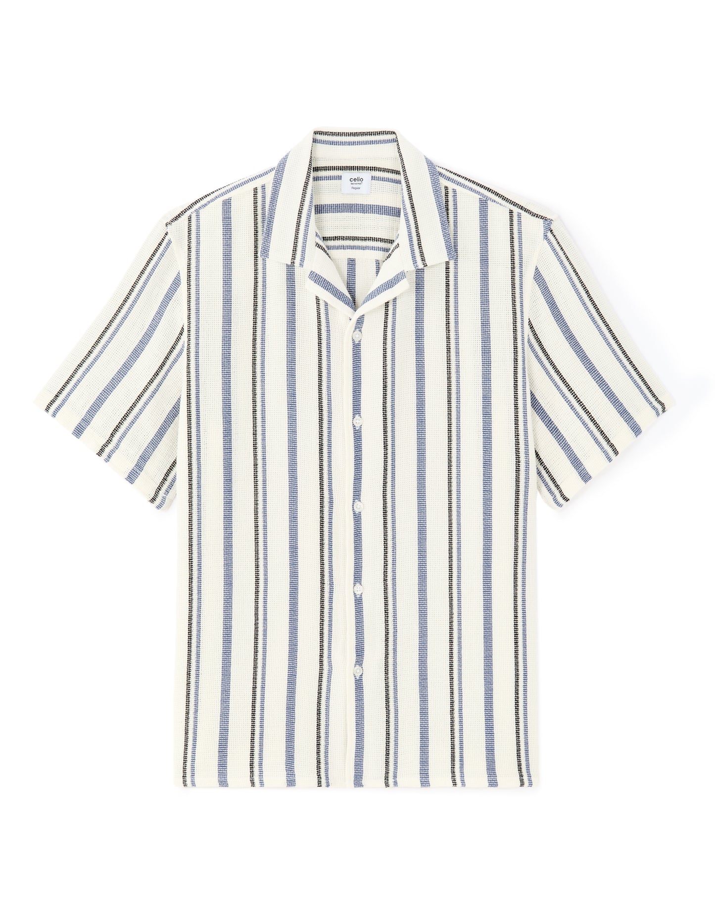 Celio Solid  Cotton-Poly-Blend Blue Shirt