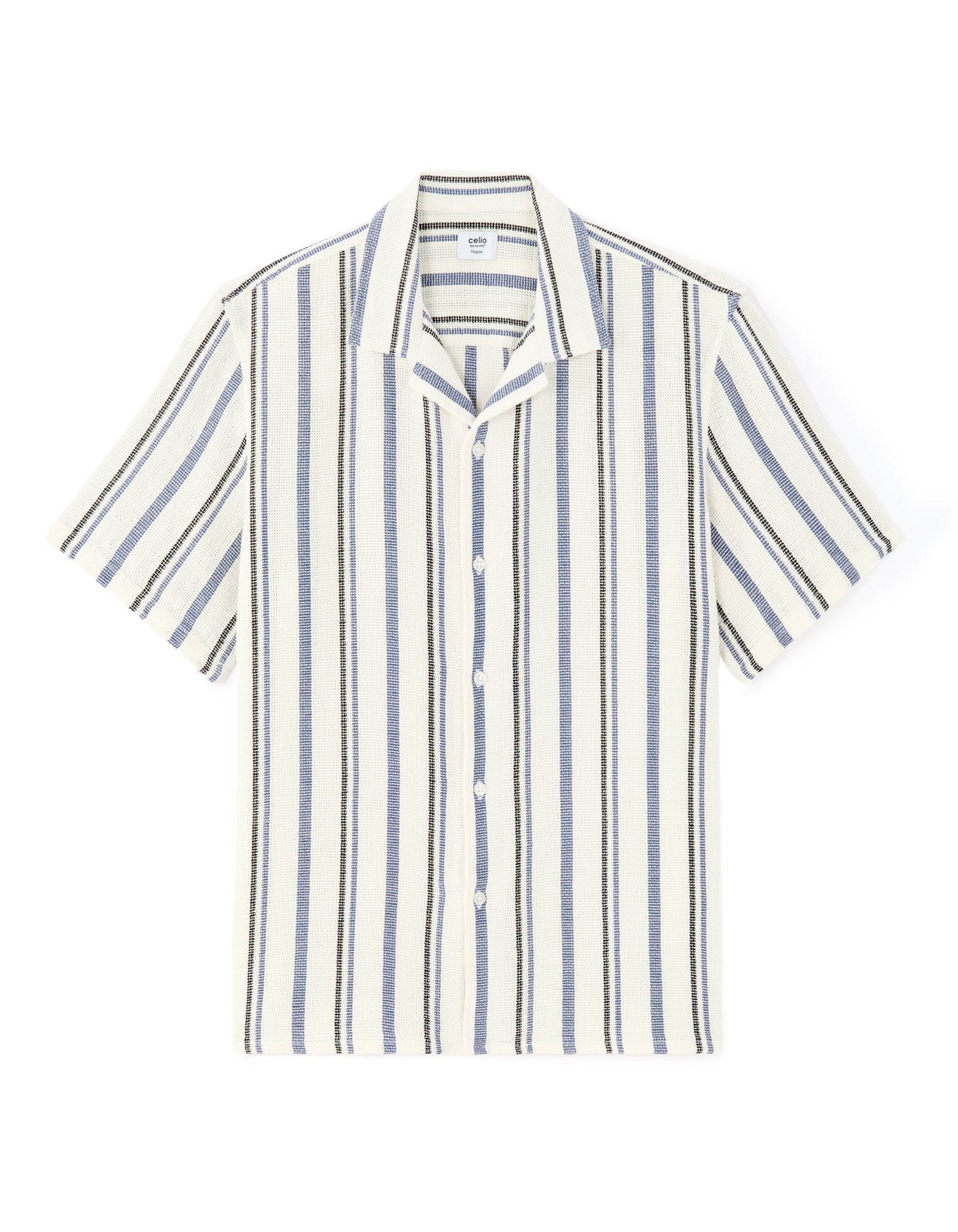 Celio Solid  Cotton-Poly-Blend Blue Shirt
