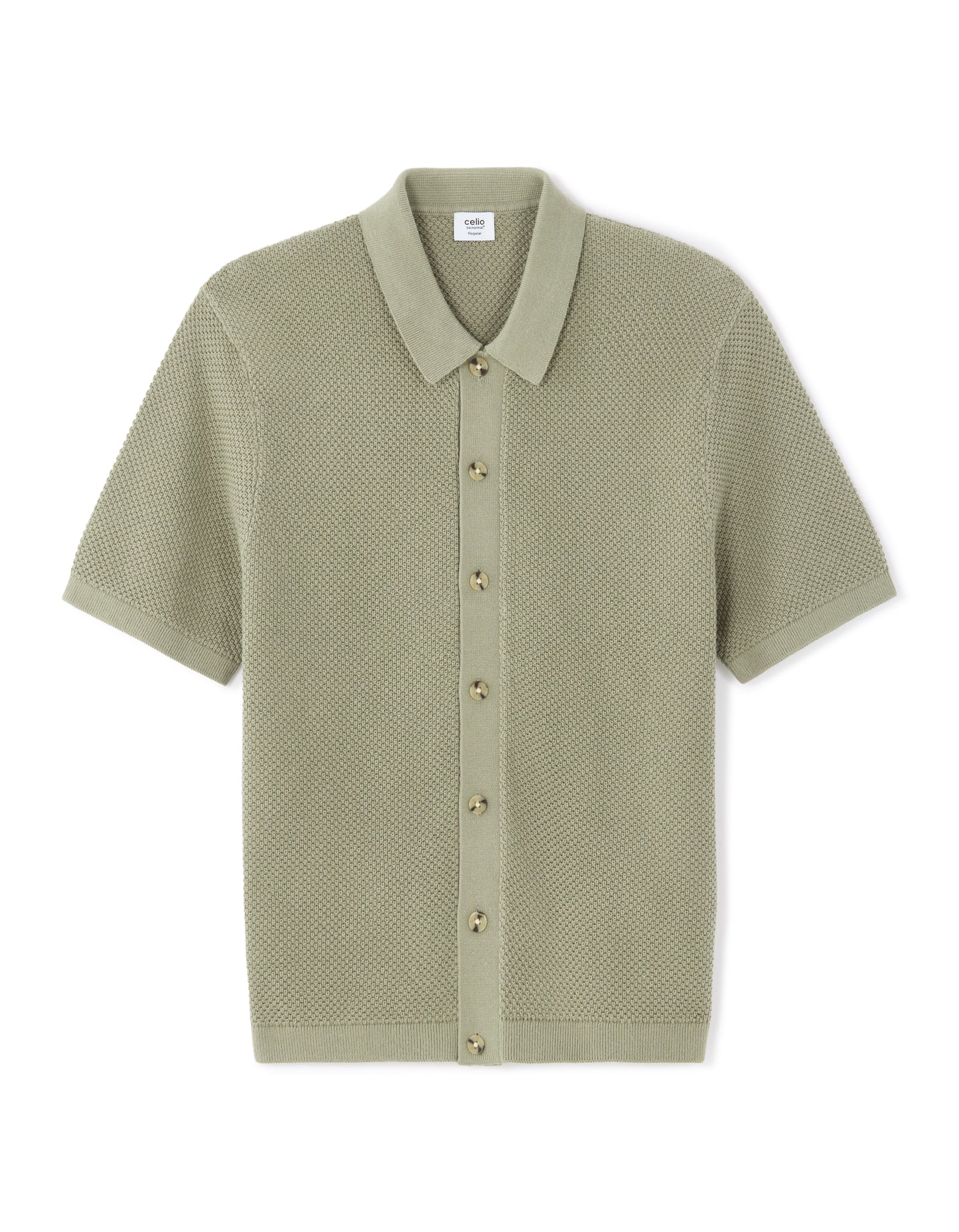 Celio Solid  Cotton Khaki Shirt