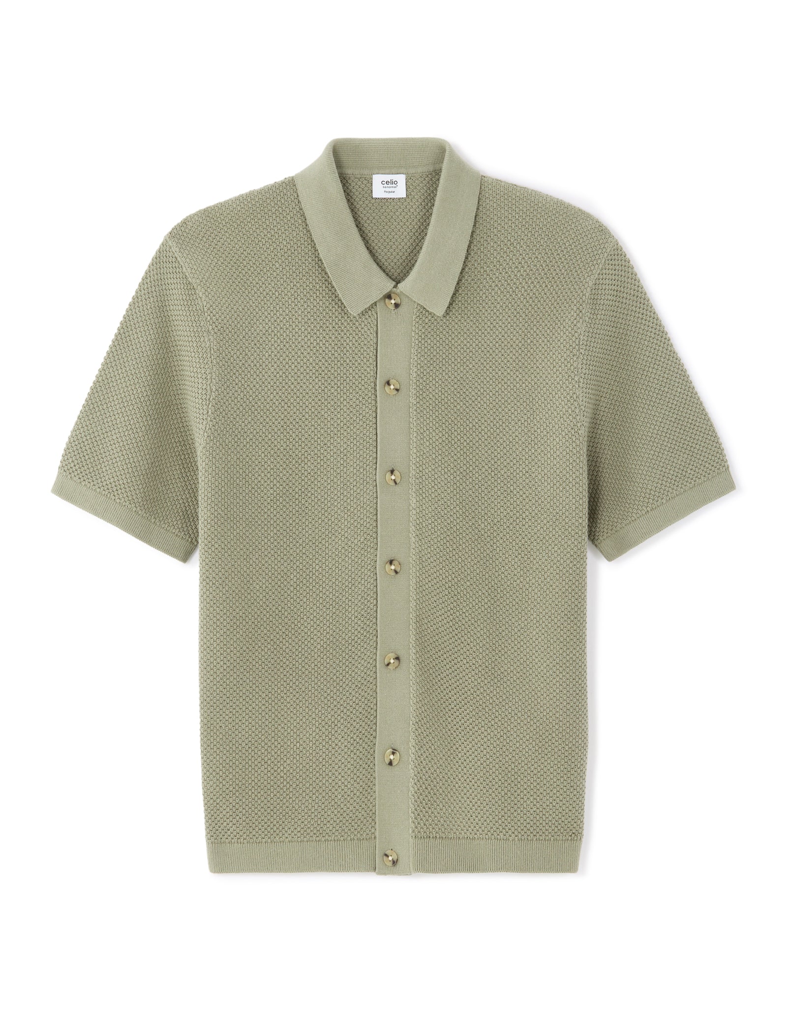 Celio Solid  Cotton Khaki Shirt