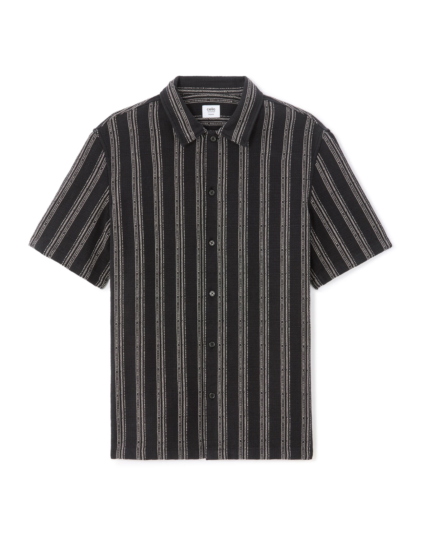 Regular Fit 100% Cotton Regular Collar Shirts - Black