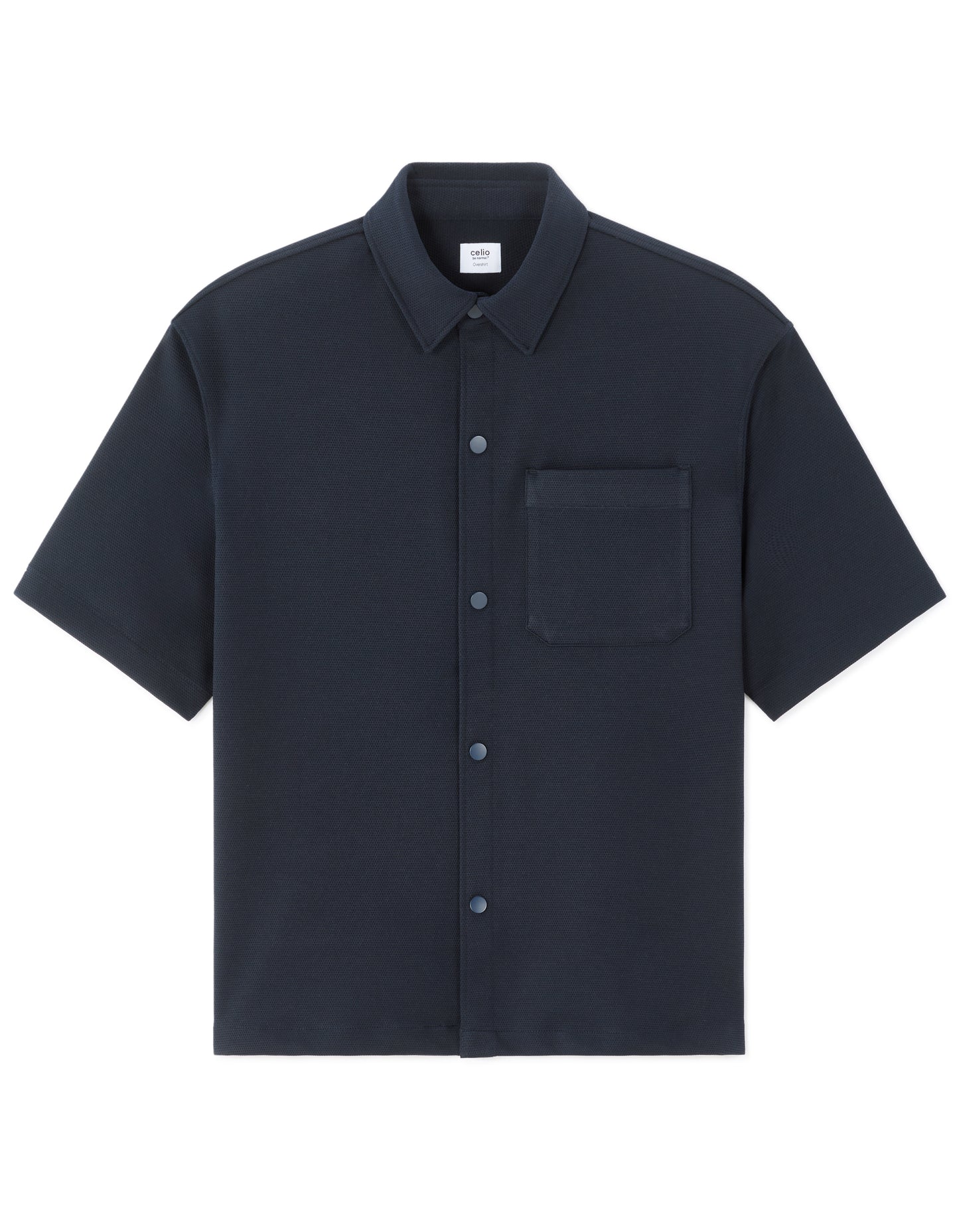 Celio Textured  Poly-Blend Navy Shirt