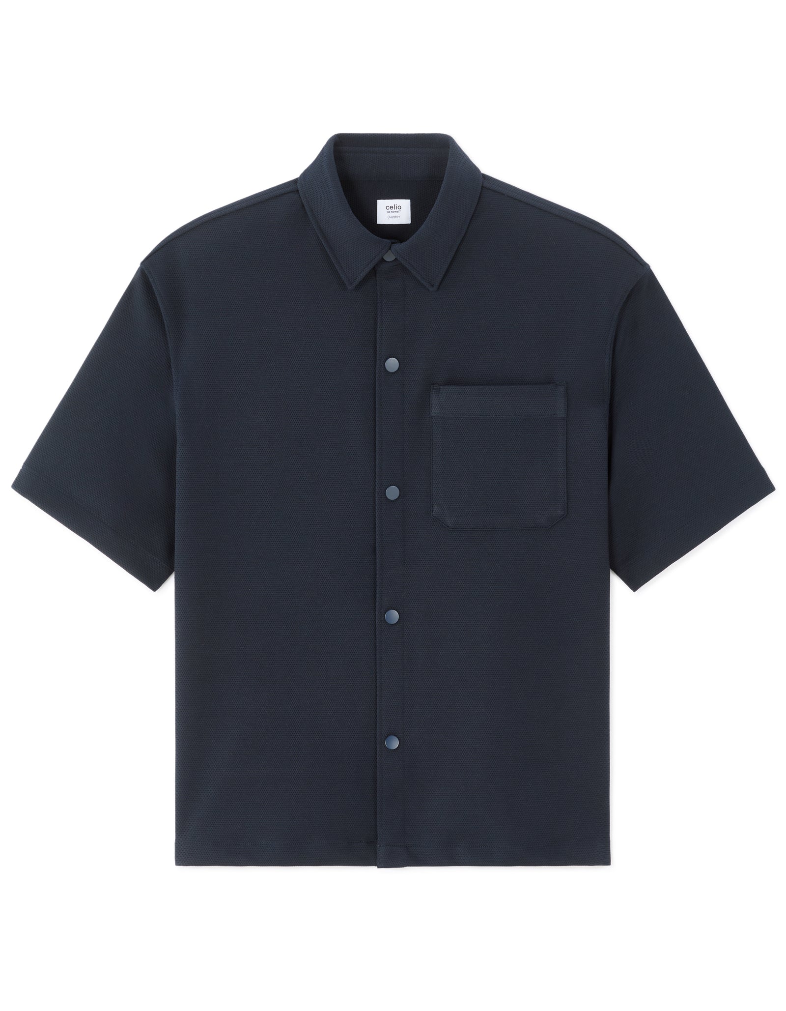 Celio Textured  Poly-Blend Navy Shirt