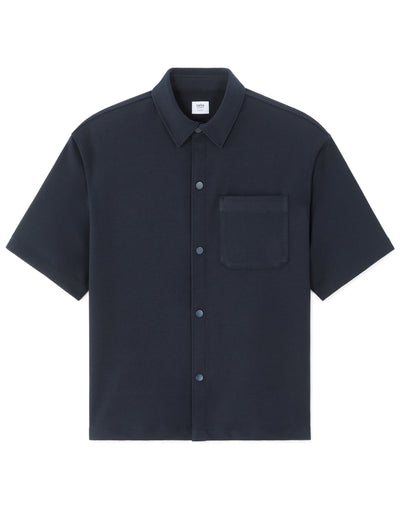 Celio Textured  Poly-Blend Navy Shirt