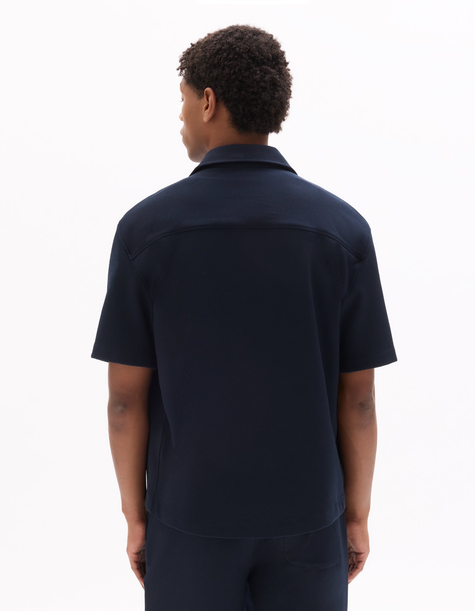 Celio Textured  Poly-Blend Navy Shirt