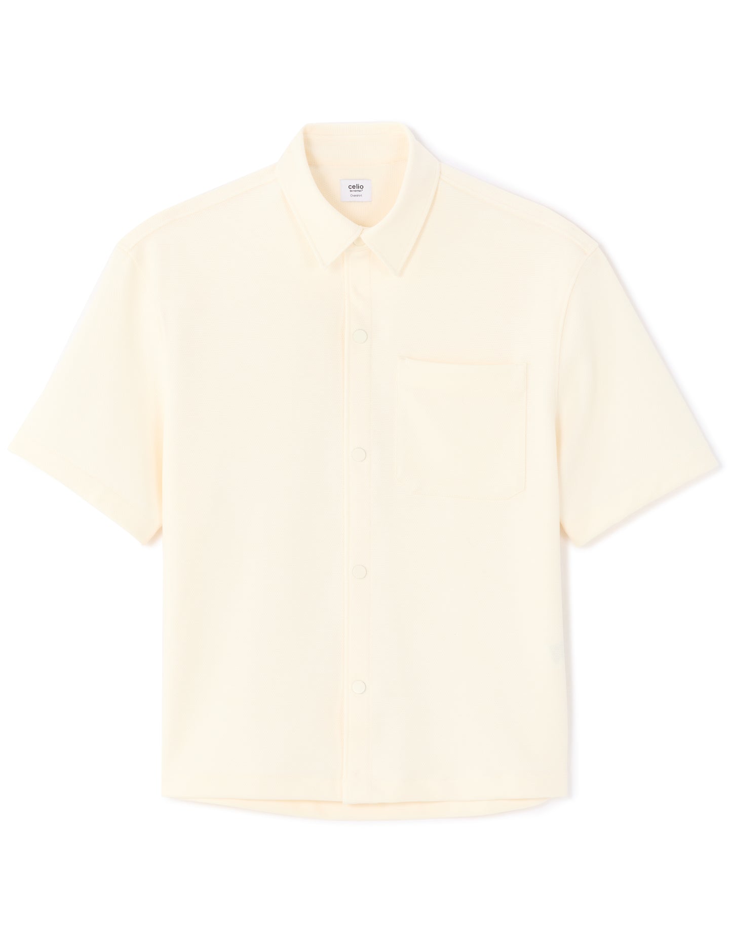 Celio Solid  Poly-Blend Off White Shirt