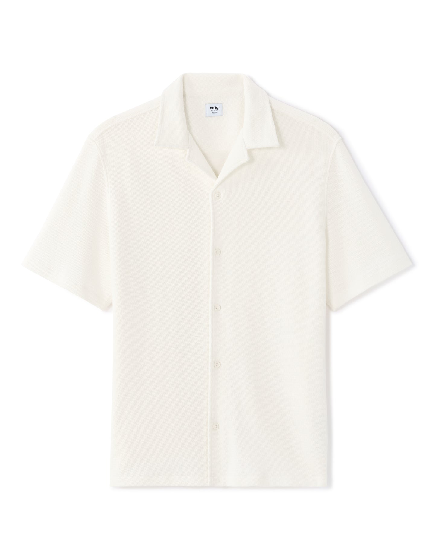 Relaxed Fit 100% Cotton Cuban Collar Shirts - White