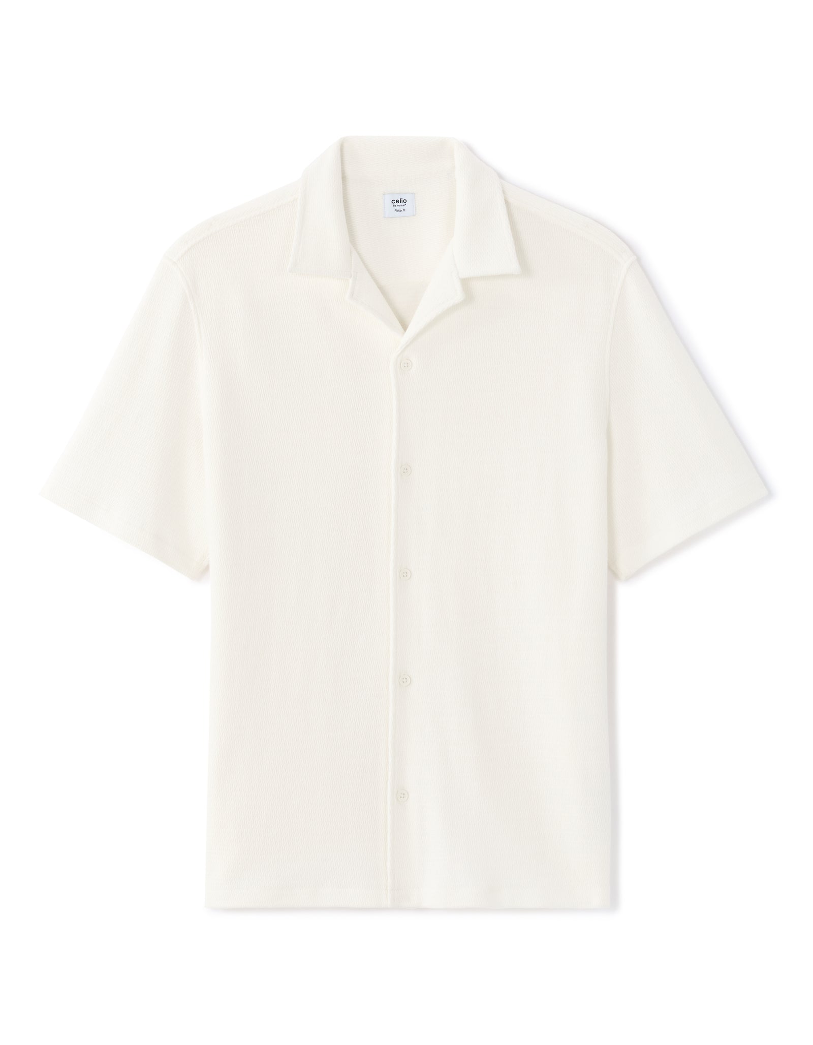 Relaxed Fit 100% Cotton Cuban Collar Shirts - White