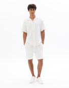 Relaxed Fit 100% Cotton Cuban Collar Shirts - White