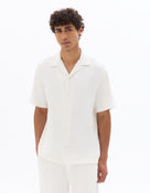 Relaxed Fit 100% Cotton Cuban Collar Shirts - White