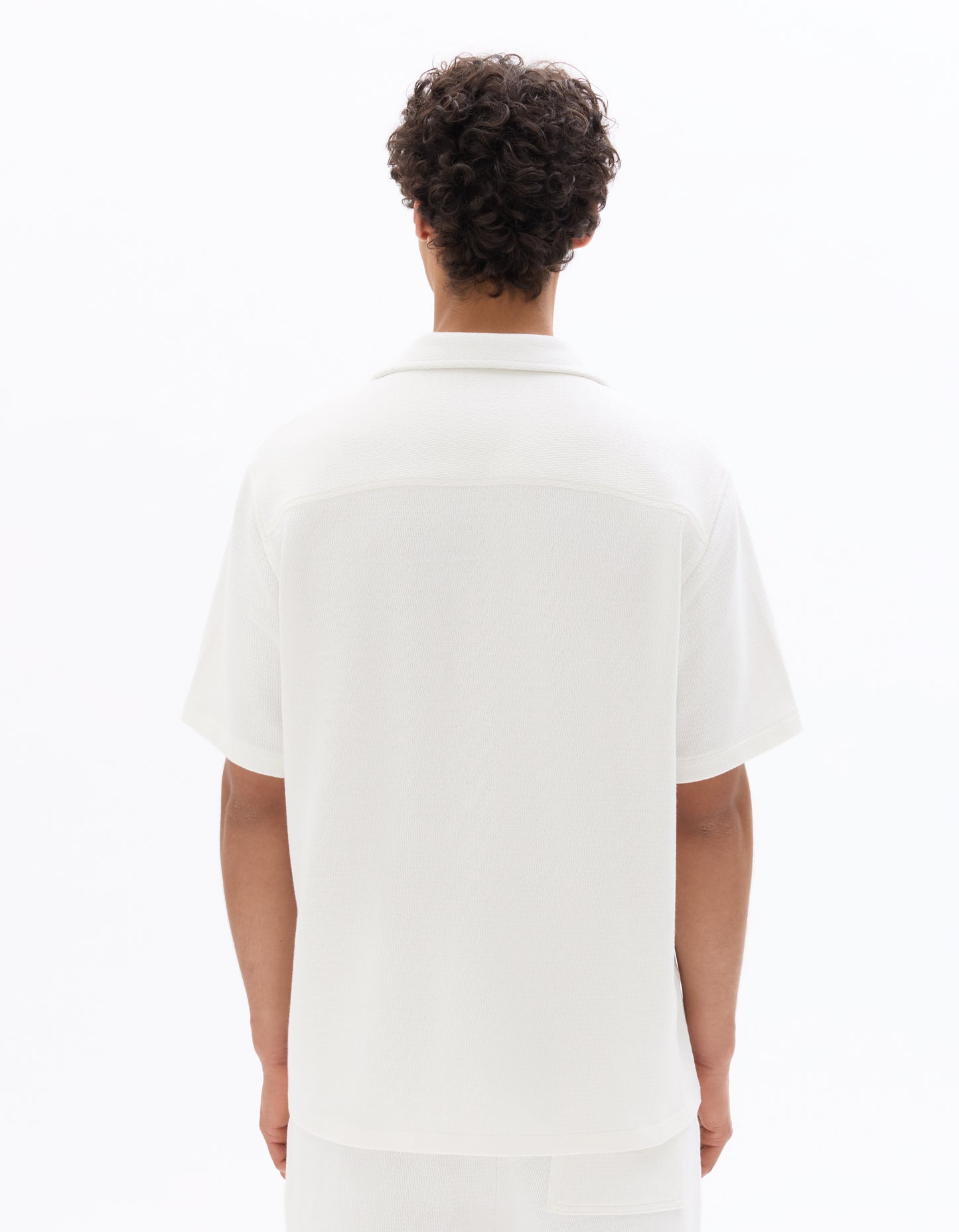 Relaxed Fit 100% Cotton Cuban Collar Shirts - White