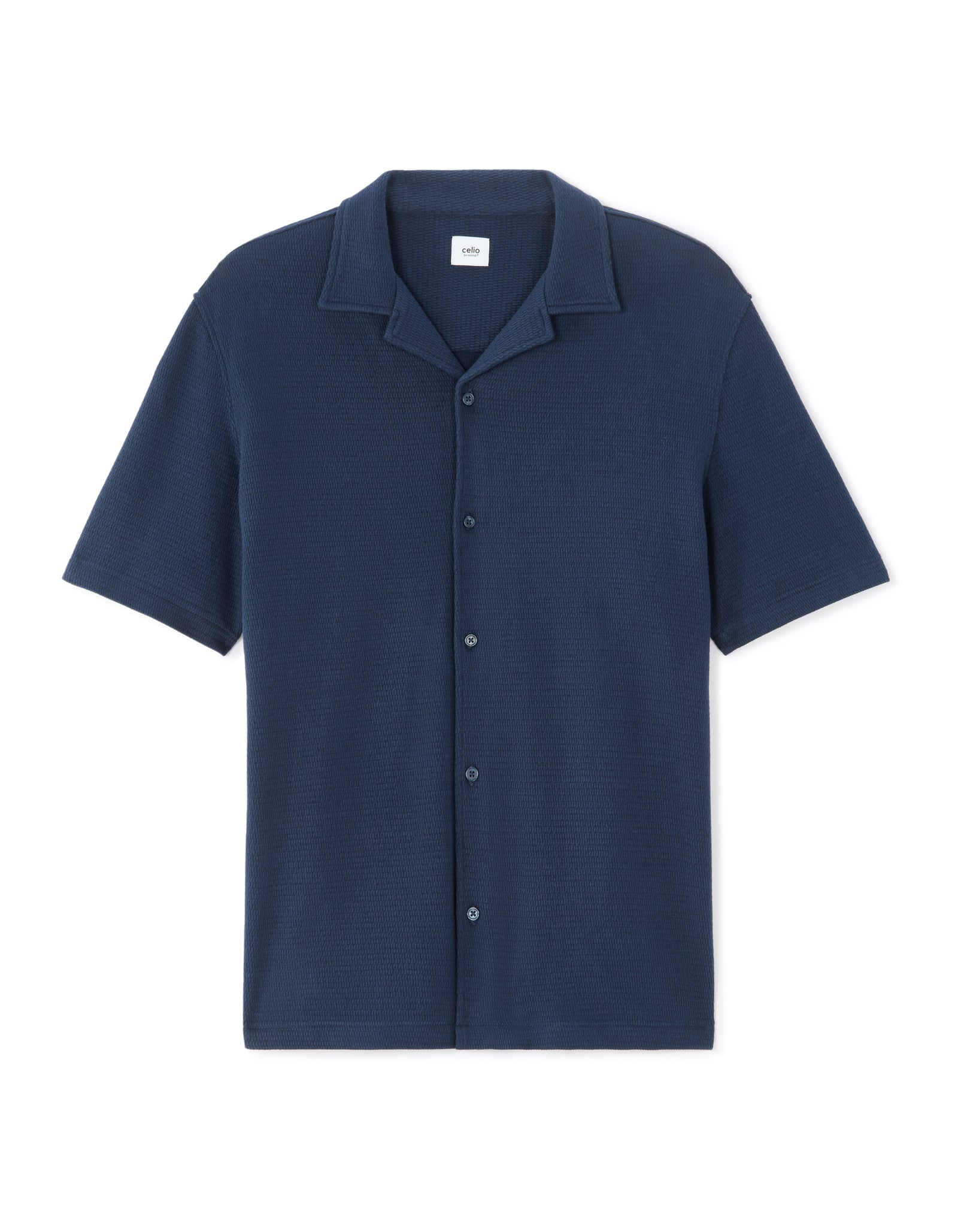 Relaxed Fit 100% Cotton Polo Collar Shirt - Navy Blue