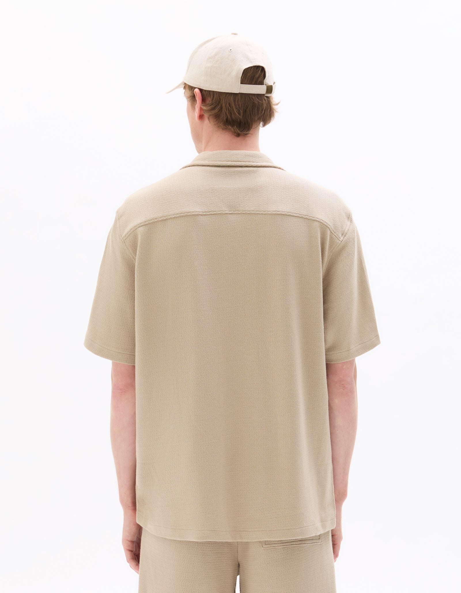 Relaxed Fit 100% Cotton Polo Collar Shirt - Brown