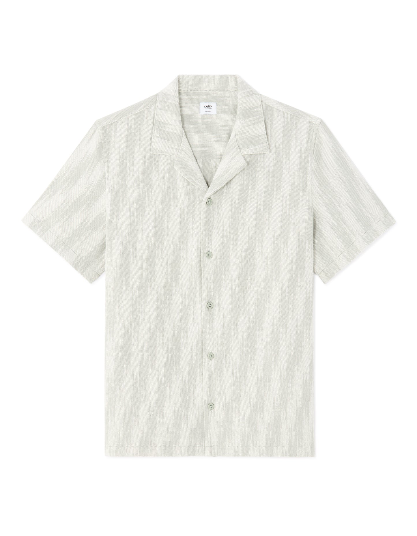 Regular Fit 100% Cotton Printed Polo Collar Shirt - Khaki