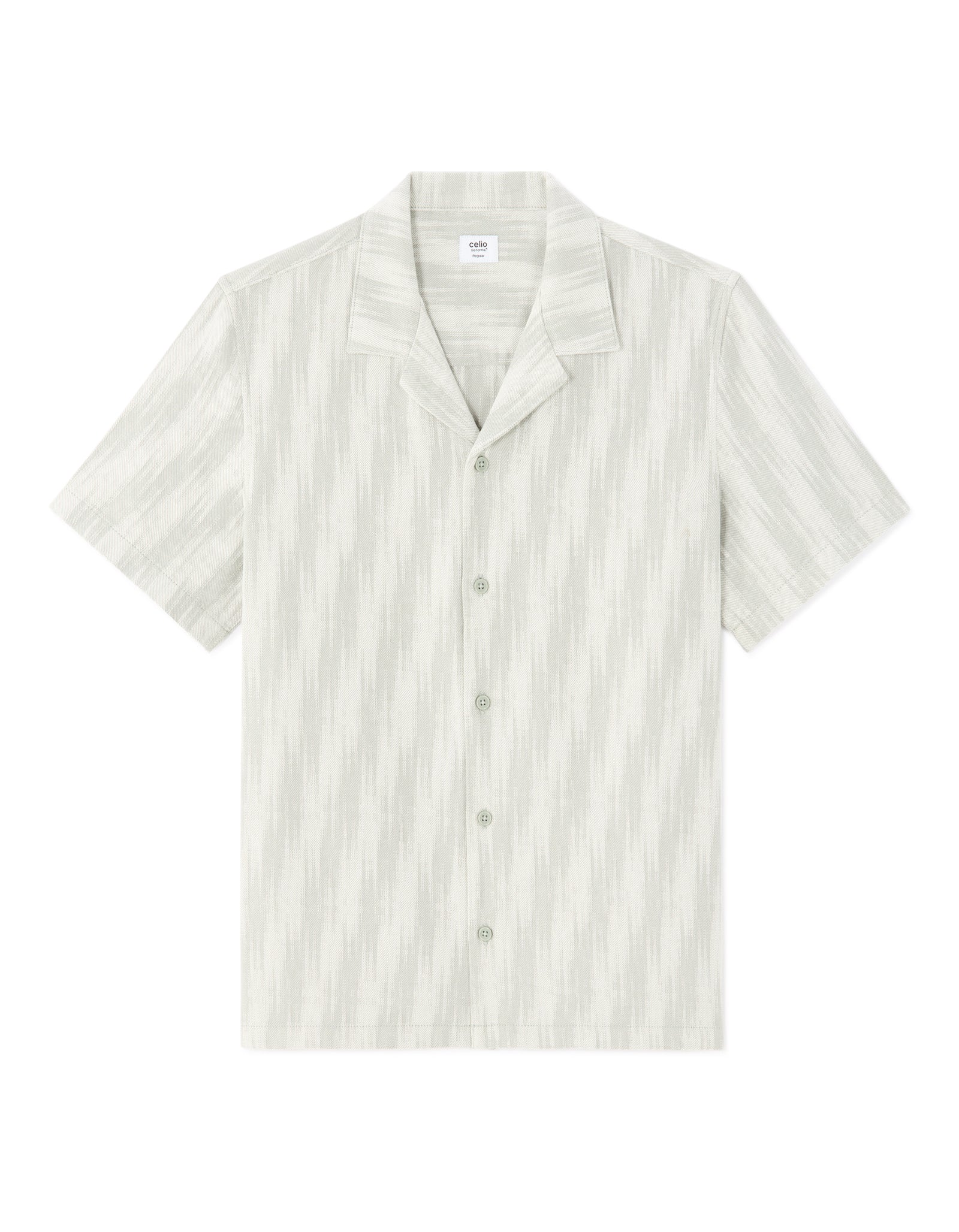 Regular Fit 100% Cotton Printed Polo Collar Shirt - Khaki