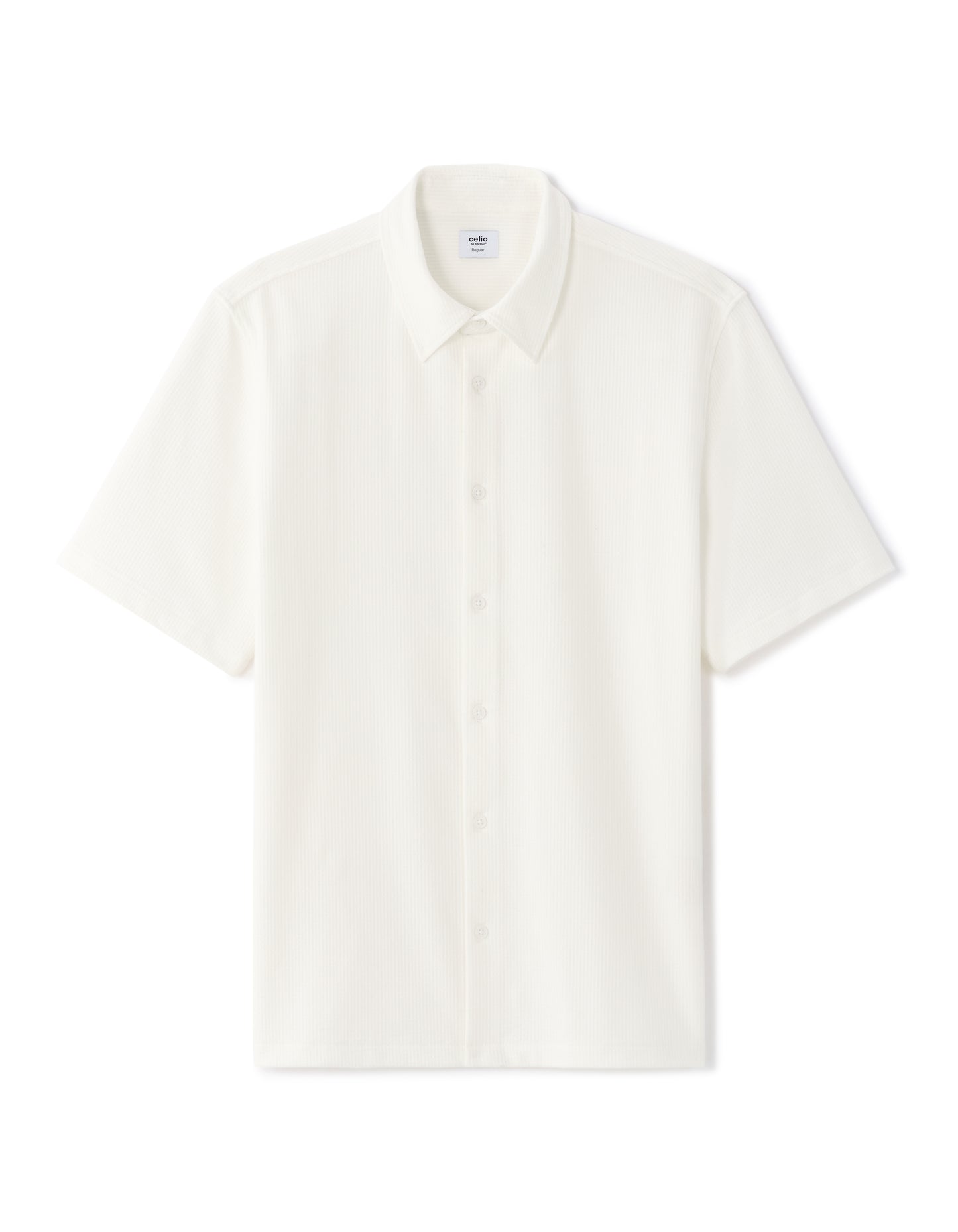 Celio Solid  Polyester Off White Shirt
