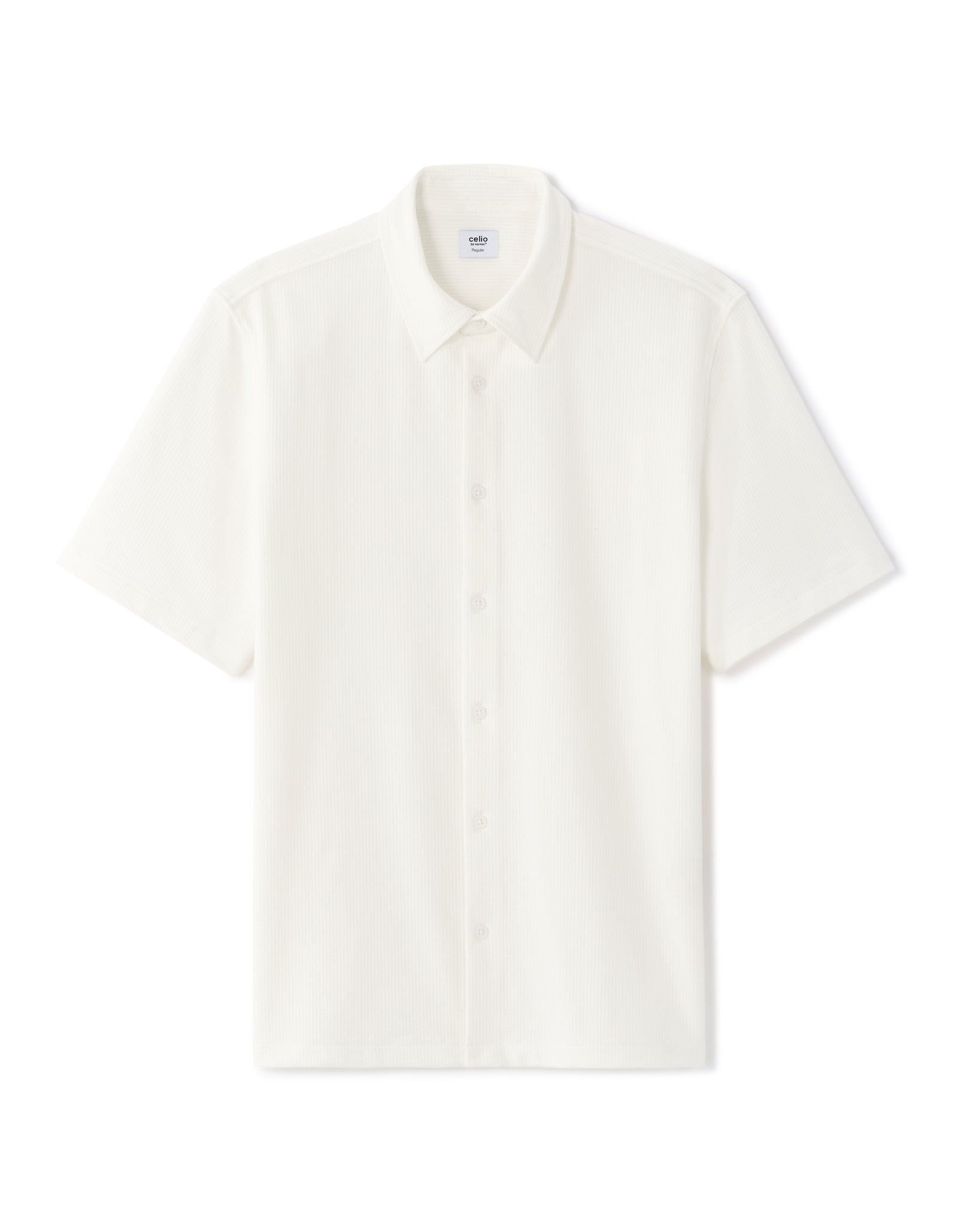 Celio Solid  Polyester Off White Shirt