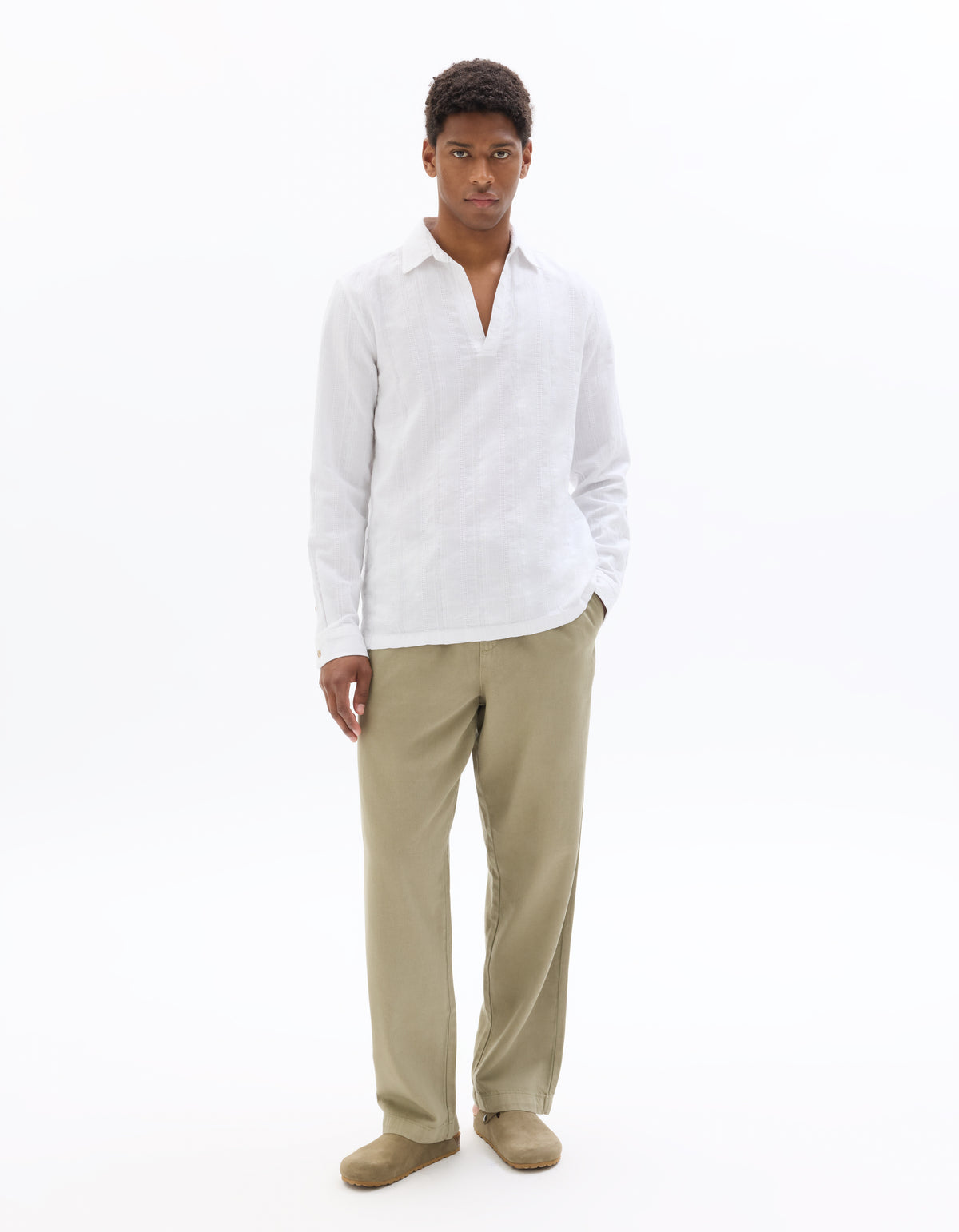 Regular Fit Cotton Solid French Collar Shirts