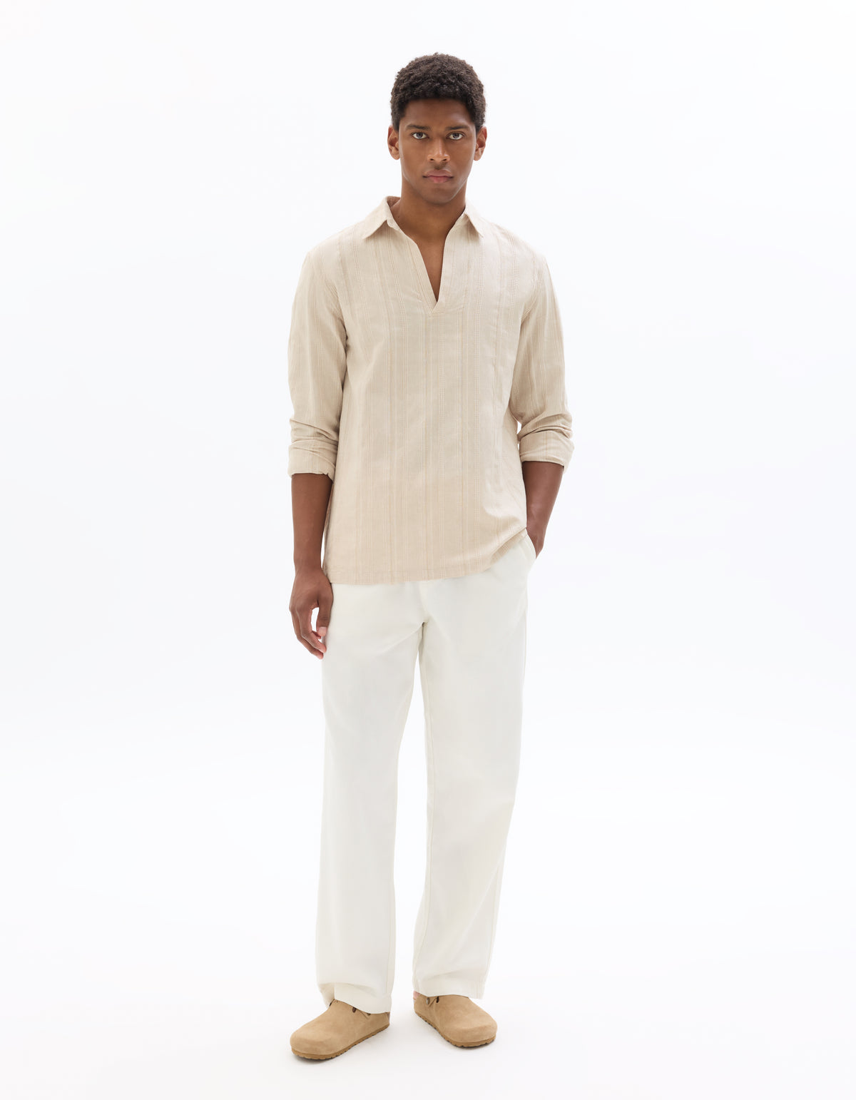 Regular Fit Cotton Solid French Collar Shirts