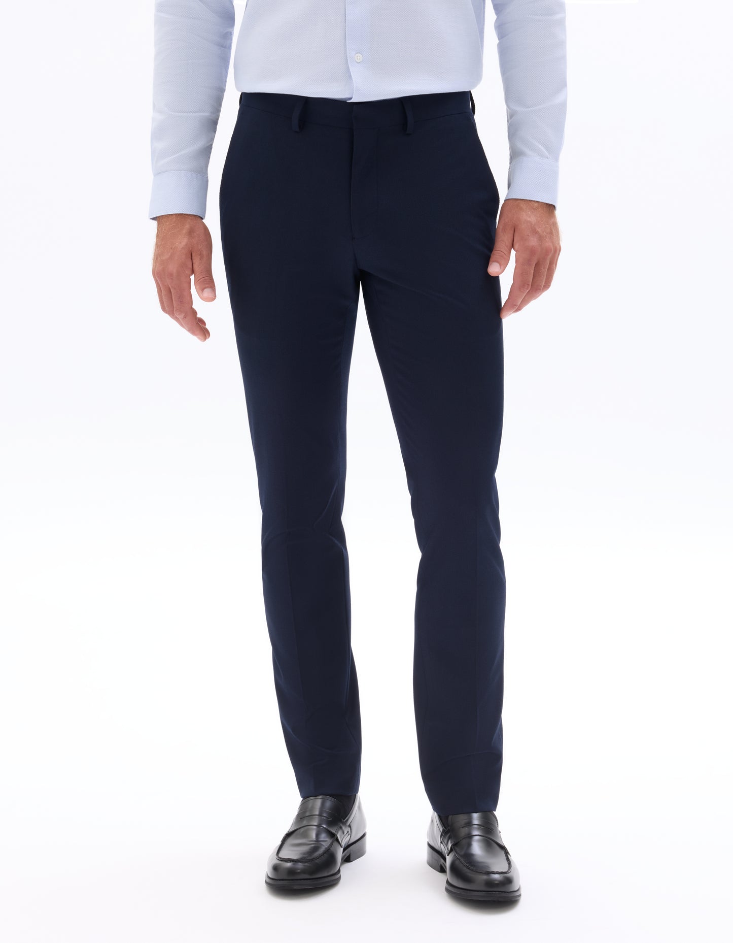 Slim Fit 100% Polyester Formal Trouser - Navy Blue