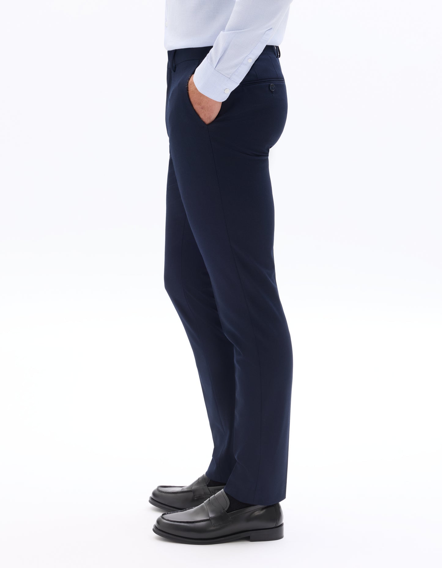 Slim Fit 100% Polyester Formal Trouser - Navy Blue