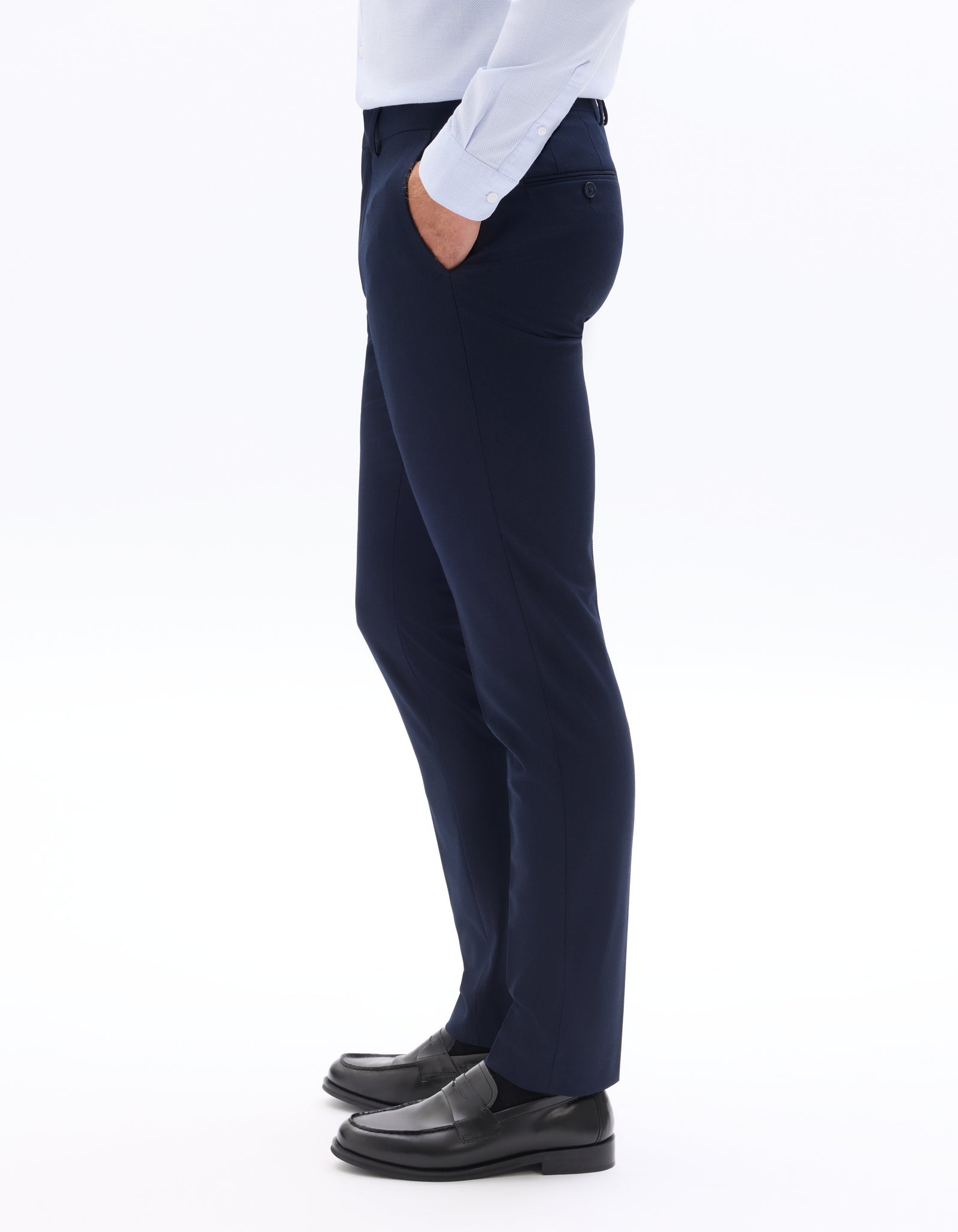 Slim Fit 100% Polyester Formal Trouser - Navy Blue
