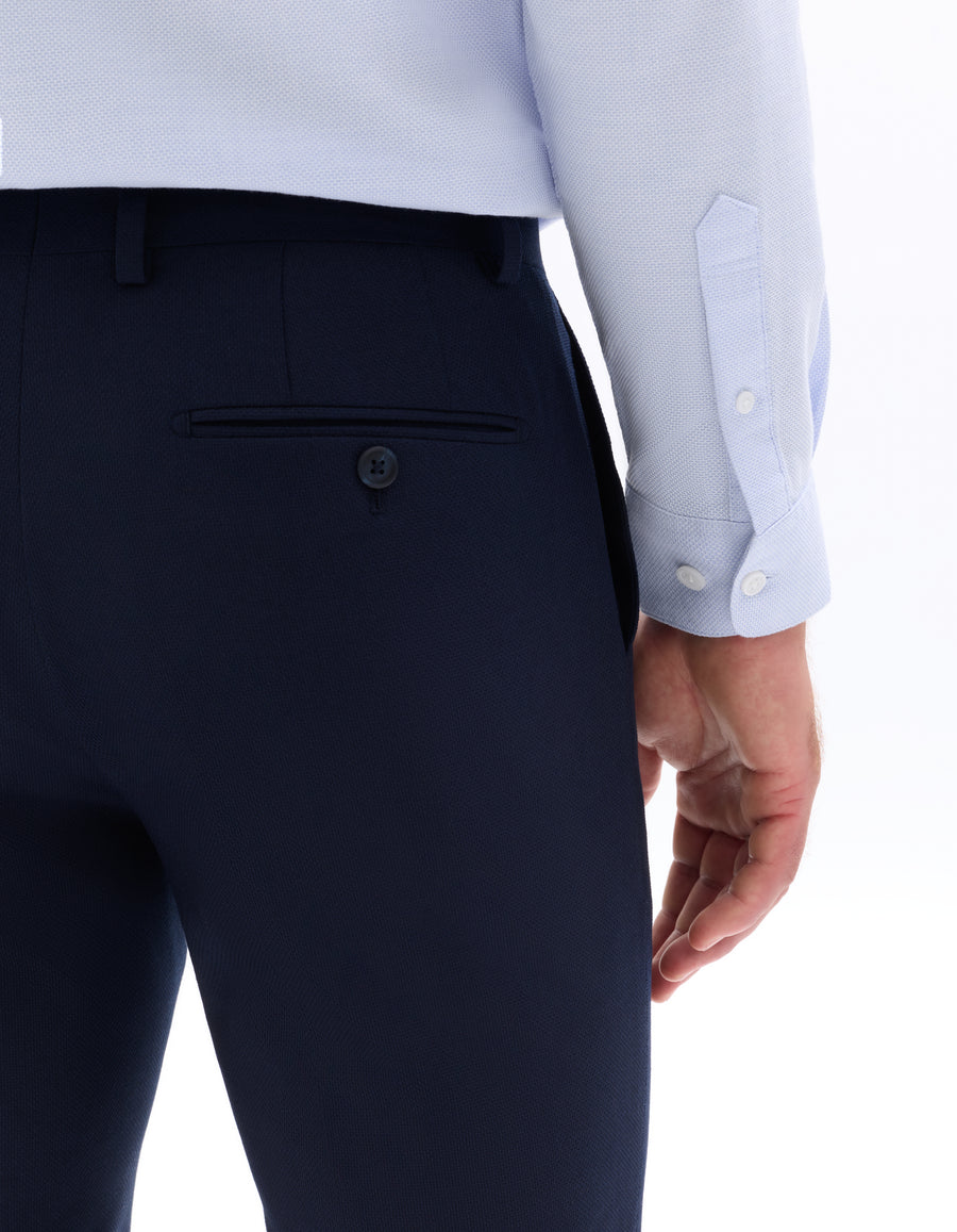Slim Fit 100% Polyester Formal Trouser - Navy Blue