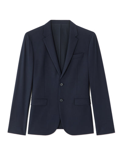 Slim Fit 100% Polyester Regular Collar Blazer - Navy Blue