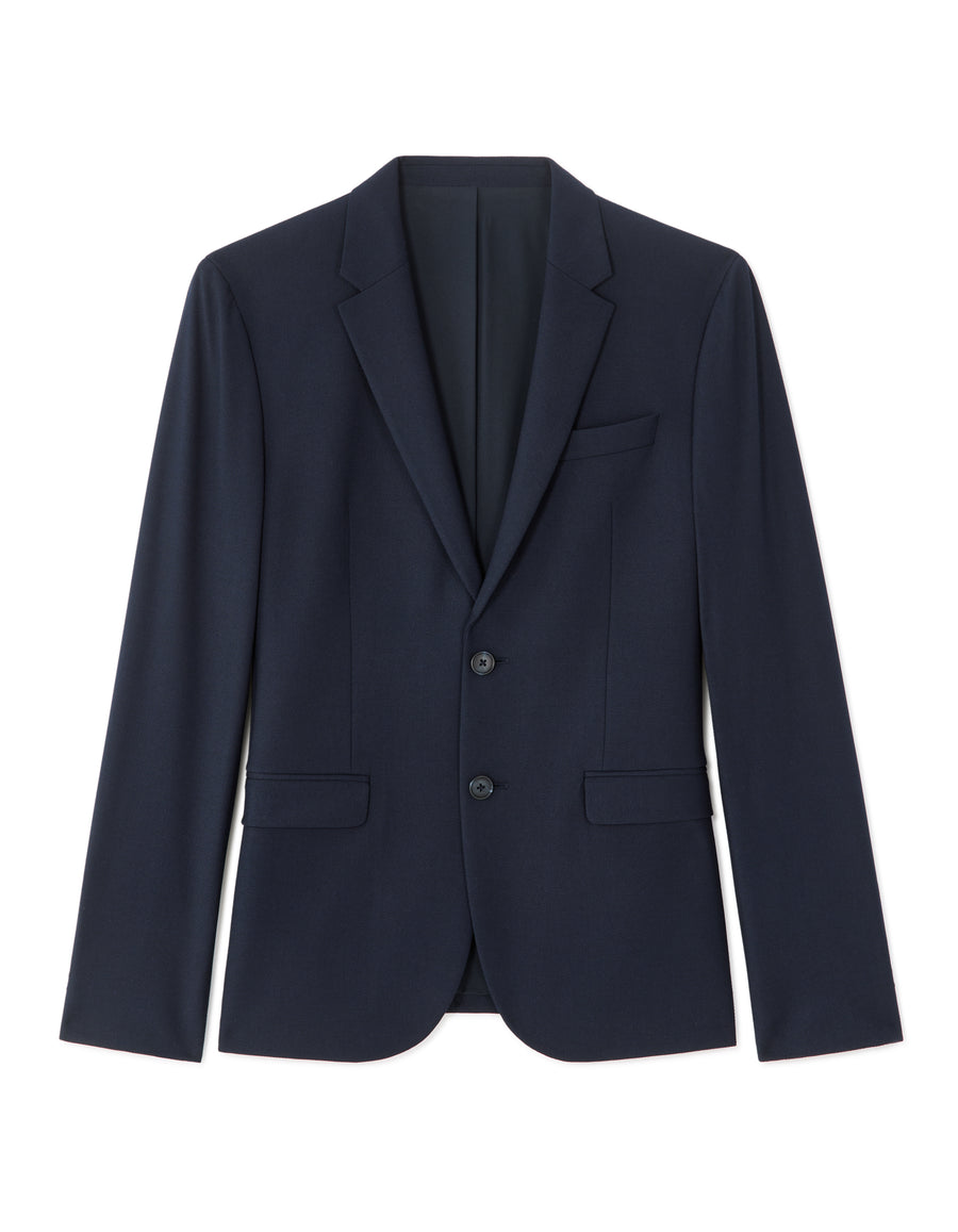 Slim Fit 100% Polyester Regular Collar Blazer - Navy Blue