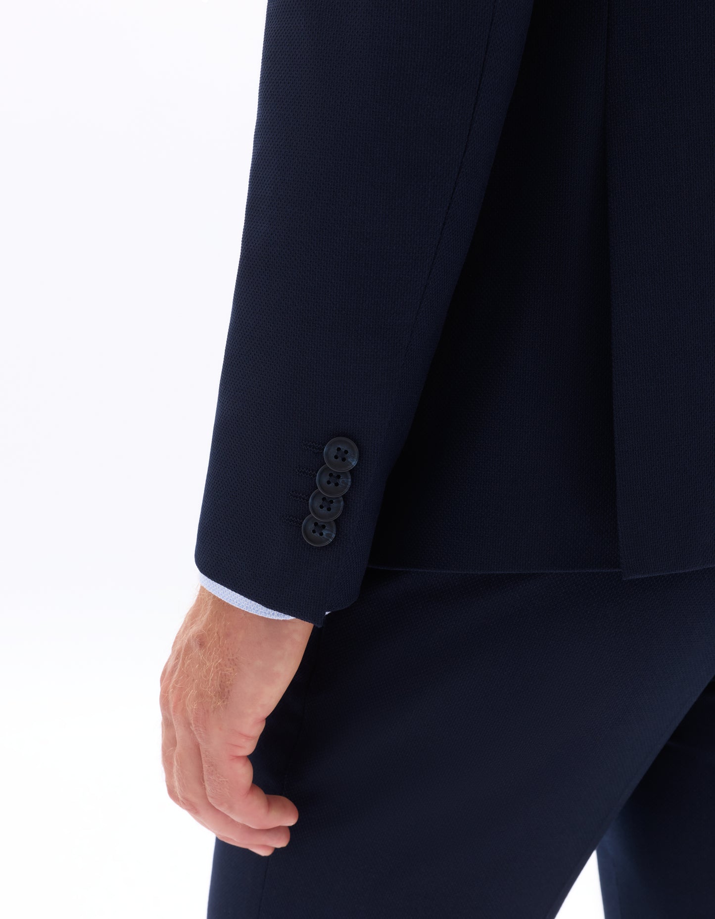 Slim Fit 100% Polyester Regular Collar Blazer - Navy Blue