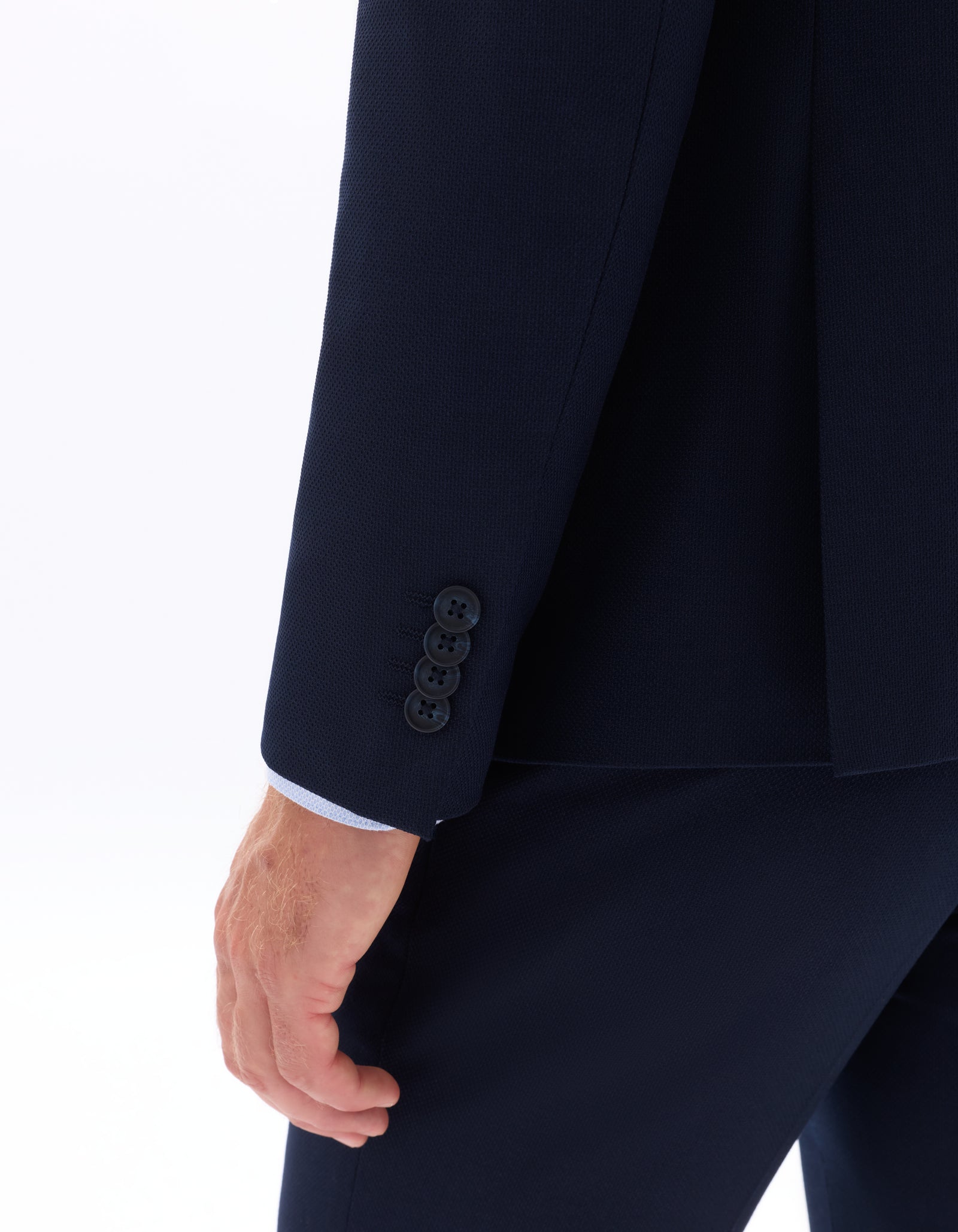 Slim Fit 100% Polyester Regular Collar Blazer - Navy Blue
