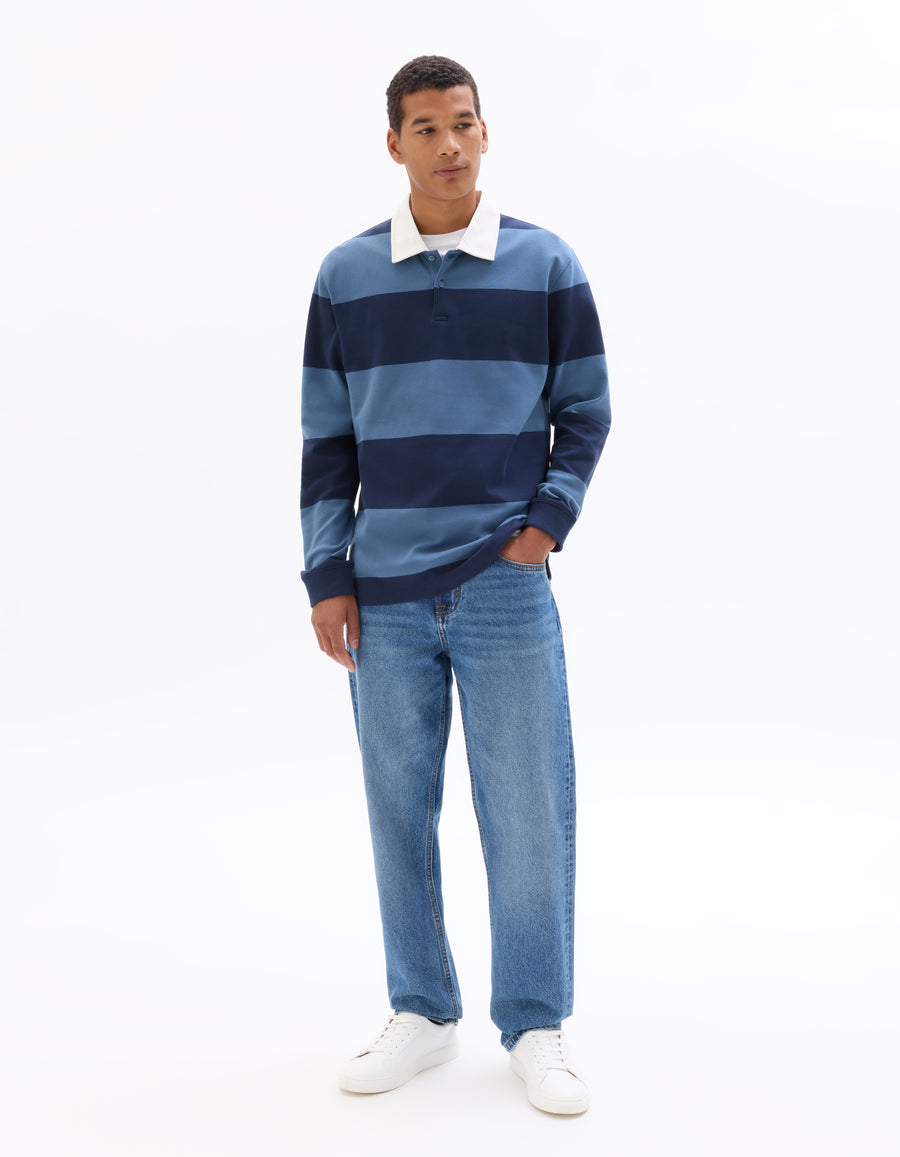 Regular Fit 100% Cotton Stripes Polo Collar T-Shirts